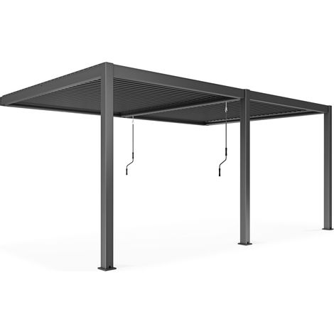 Pergola bioclimatique adossée Aluminium 6 x 3 x 2.5 m