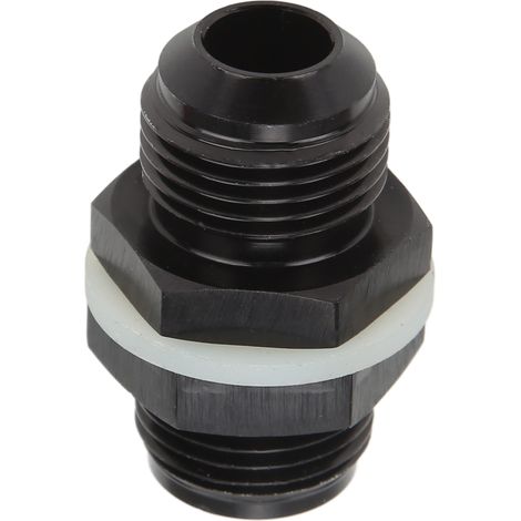 Raccord traversée cloison AN10 en alliage aluminium 6061‑T6 anodisé noir, avec rondelle PTFE, connecteur hydraulique universel pour fluides divers (1/5)