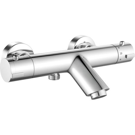 Round Thermostatic Shower Mixer Tap - Exposed Shower Mixer Tap - Chrome Finish (1/5)
