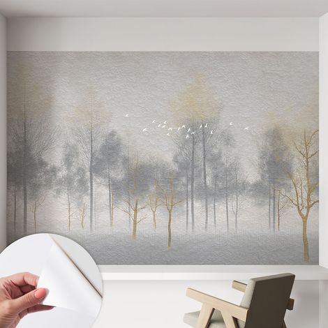 Selbstklebend Tapete - abwaschbar - Raumgestaltung Schlafzimmer Wohnzimmer Tapete Waldharmonie 152x104 cm (1/5)