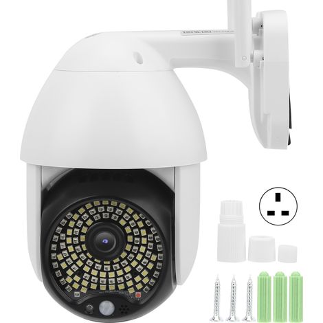 Caméra PTZ HD 1080P WiFi avec 122 LED, alarme sonore et lumineuse, IP66 étanche, suivi automatique, compatible ONVIF, prise UK (1/5)