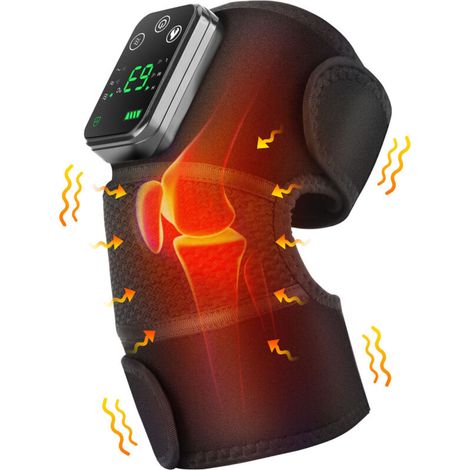 Genouillère Chauffante Sans Fil Avec Vibration, Épaulière Chauffante, Masseur de Genoux Chauffant Avec Lumière Rouge, Genouillère Chauffante pour Épaule, Coude et Genou, 1 Pack, Noir Profond (1/5)