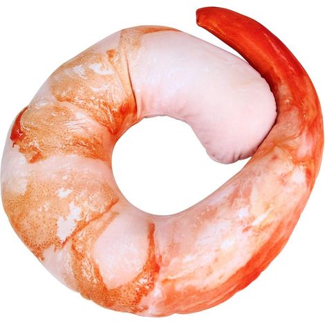 Oreiller de cou créatif en forme de U avec des crevettes, accessoire de sommeil en forme de crevettes (1/5)