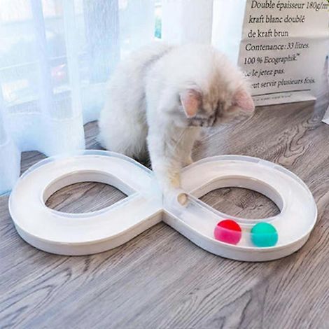 Plateau pour chat bleu transparent, jouet interactif pour chaton, plateau tournant en forme de 8, accessoires de divertissement (1/2)