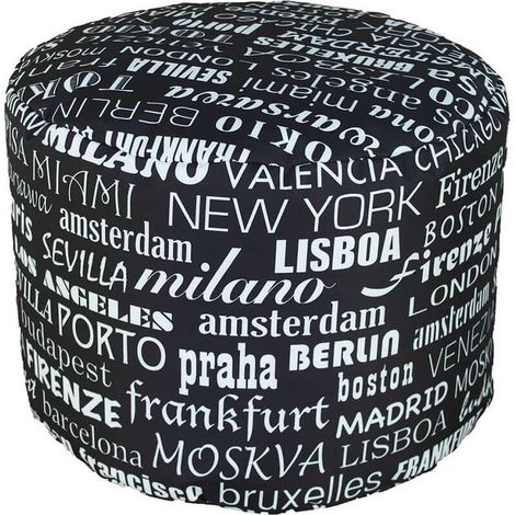 Pouf Puff Puf Tondo 50x40cm Big City Nero Avalli