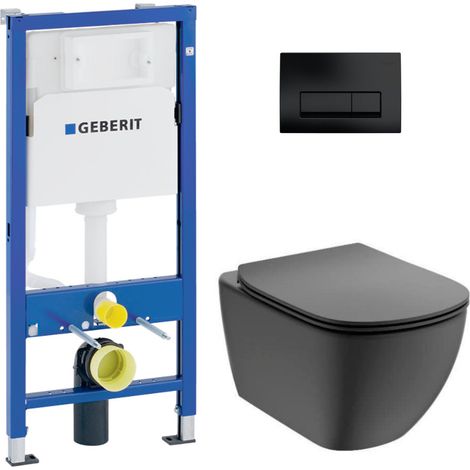 Duofix pack WC con struttura di supporto + WC sospeso senza brida Ideal Standard con sedile SoftClose + placca (GEBTEBMA01-IN)