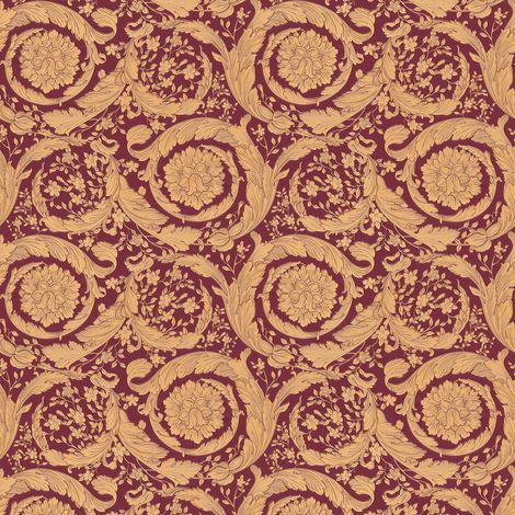 Exklusive Luxus Tapete Profhome 366927 Vliestapete strukturiert im Barock-Stil glänzend rot gold braun 7,035 m2