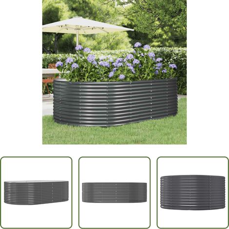 Hochbeet -  Garten-Hochbeet Anthrazit 212 x 140 x 68 cm Verzinkter Stahl (1/5)