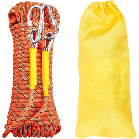 Corde d'escalade Statique 8mm Cordon Accessoire Équipement 5m Corde d'évacuation avec 2 Mousquetons pour Équipement d'escalade sur Glace Sauvetage Incendie (1/5)