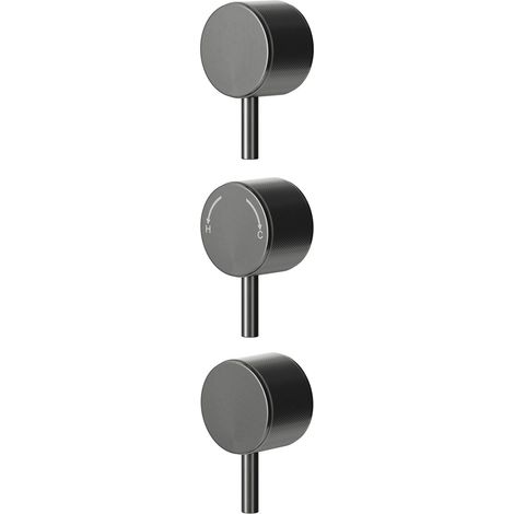 Colore Gunmetal Grey Industrial Style Fully Knurled Control Handle Set for Triple Shower Valve