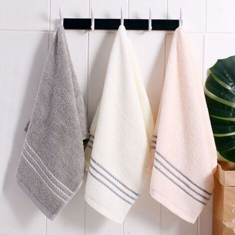 Lot de 3 Serviettes en Coton Ensemble de Serviettes 34  74 cm Serviettes de Bain Serviettes à Main 100% Coton Draps de Bain Rose, Blanc, Gris Serviettes pour la Cuisine de la Salle de Bain