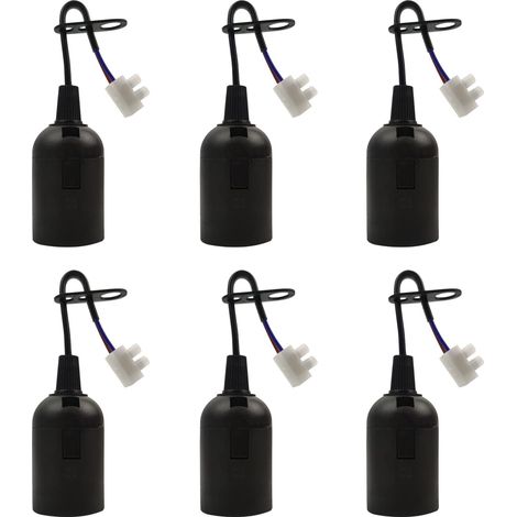 6 Pièces Douille E27 Support D'ampoule 4A 250V Douille Ampoule Douille de Rechange pour Ampoules à Incandescence et Ampoules LED ou Industrie (max.60W/ Noir)