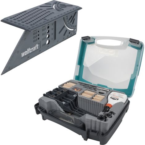 wolfcraft - Kit Guide d'Assemblage Bois et Équerre 3D - Pour Réalisation d’assemblages chevillés - réf. 8636000