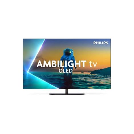 Philips – TV OLED Ambilight 65 pouces 169 cm 4K UHD – Design gris métal – Couleurs vives et contrastes profonds – Expérience immersive