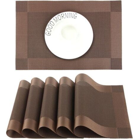 Manteles individuales de PVC antideslizantes, lavables, resistentes al calor, rectangulares, de vinilo, para restaurantes, cocinas o comedores, 45 x 30 cm, juego de 6
