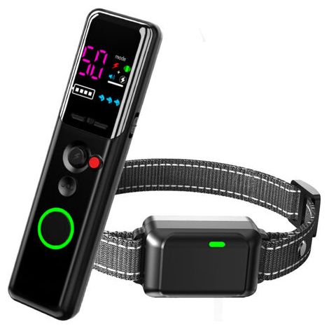 Dispositif de dressage de chien télécommande dressage pour animaux de compagnie collier de choc écran couleur dispositif de dressage de chien bouchon d'écorce (1/2)