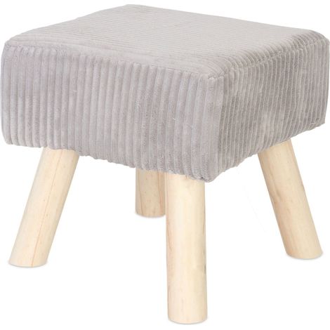 Puf Cord - Reposapiés tapizado con patas de madera