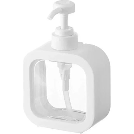 Distributeur de savon liquide transparent (500 ml, blanc cassé) - Flacon de grande capacité pour gel douche et lessive (1/5)