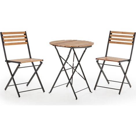 Set da bistrò da giardino nero 3 pezzi Ambar, tavolo e 2 sedie (1/5)