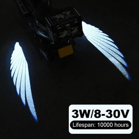 Lot de 2 feux de bienvenue Angel Wing pour motos, feux de fond à LED, projecteurs, accessoires d'éclairage d'ambiance décoratifs (blanc)