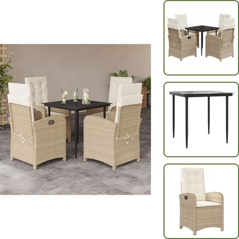 Cuscini da seduta - vidaXL Set da Pranzo da Giardino 5 pz con Cuscini Beige in Polyrattan - Rattan PE