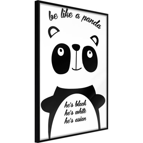 Affiche Murale Encadrée "Tolerant Panda" 40 x 60 cm Noir