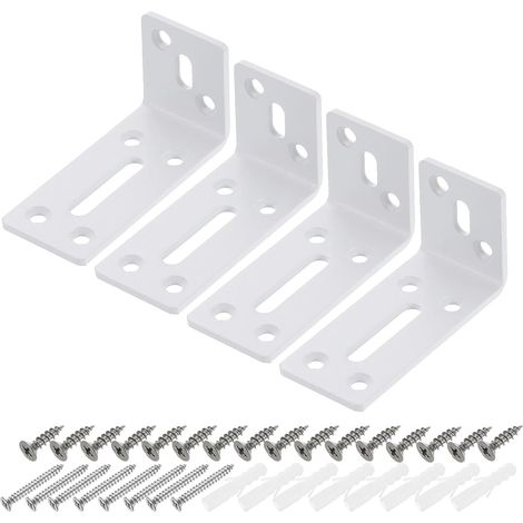 L-shaped corner bracket - right-angle bracket with screws - for securing furniture and shelves - white - 40 x 80 x 35 mm - 4 pieces