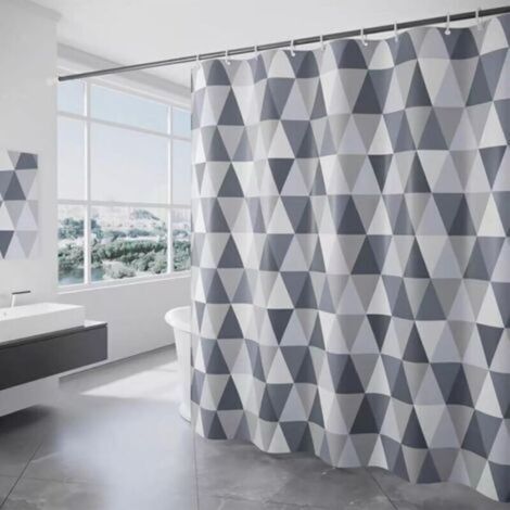 Rideau Douche 180 x 180 cm, Rideaux de Douche Triangle, Rideau de Douche Anti moisissure Imperméable, avec 12 Anneaux Shower Curtain, Convient aux salles de Bains (1/5)