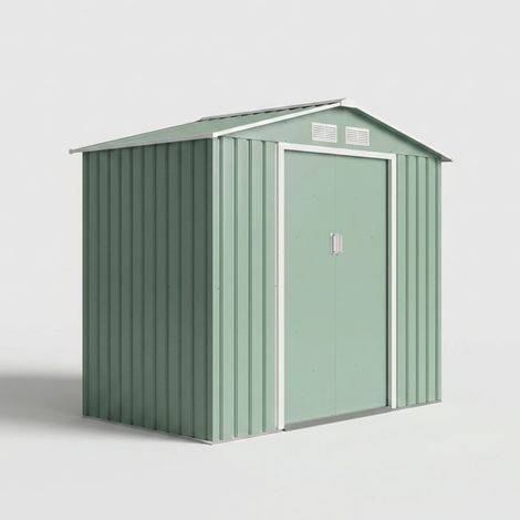 Abri de jardin en métal avec toit monopente vert 213x127x185 Orven (1/5)