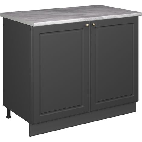 Spülenunterschrank Fame-Line, Anthrazit-Gold Landhaus/Anthrazit, 100 cm, AP Marmor, Vicco (1/5)