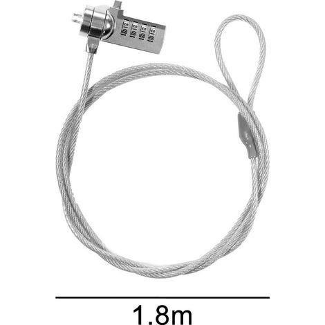 Sicherheitskabel für Laptops – 4-stellige Zahlenkombination – Kabel aus Kohlenstoffstahl – Kensington-kompatibel – 1 Stück (1/5)