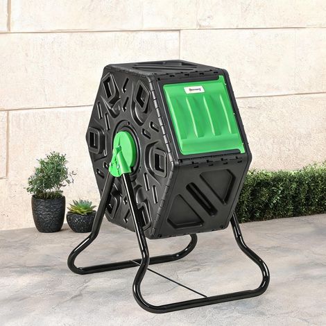 Composteur rotatif en plastique noir 65 L avec aération (1/5)