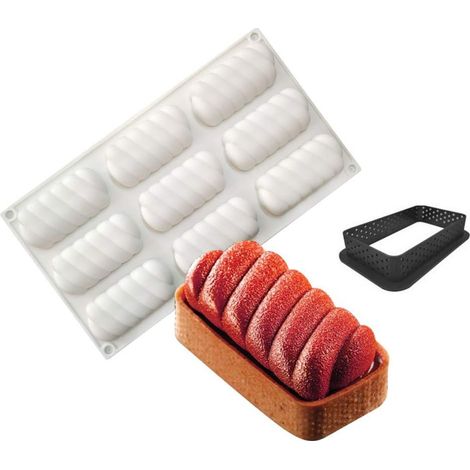 Moule en Silicone, Gateau pour Glace Chocolat Pâtisserie Dessert, Outil croustillant carré Plastique, 8 Trous Forme de Tarte tordue Holes Twisted Tart Shape - (1/5)