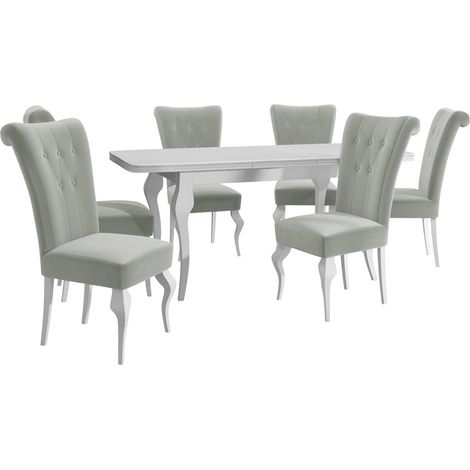Conjunto de comedor Comfivo 405, Magic Velvet 2240, 76x80x140cm, Diámetro: 0, Número de asientos: 6, Estilo: Clásico