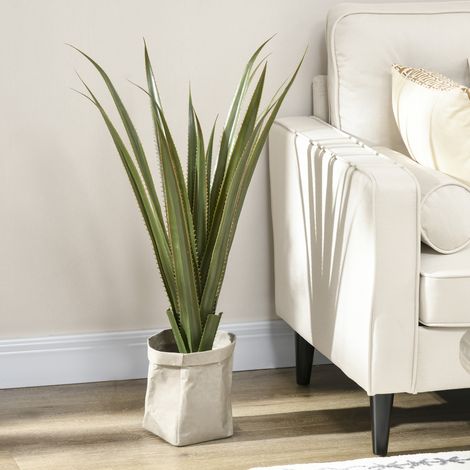 Pianta artificiale tipo agave in vaso, alta 90 cm, con 16 foglie, adatta per uso interno ed esterno, estremamente realistica.