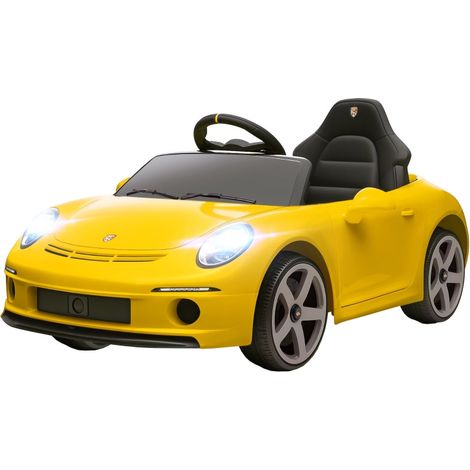 Auto elettrica per bambini con licenza RUF GT, telecomando parentale e musica USB, 12V doppio motore 108x65,5x47 cm, Gialla (1/5)