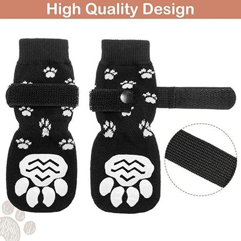 chaussettes antidérapantes pour chiens taille M - et 4 pcs Noir blanc (1/4)