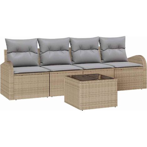 Maison Exclusive - Gartensofa-set Beige 55 x 55 x 37 cm Poly-Ratt