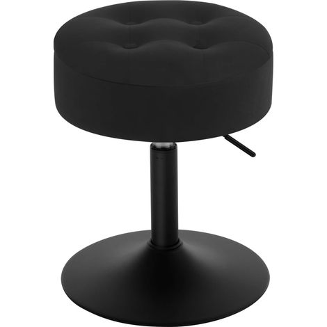WOLTU Taburete de Terciopelo Pequeño Taburete de Bar con Tapa Extraíble Taburete de Desayuno Redondo Taburete de tocador para Almacenaje Altura Ajustable Entre Negro (1/5)