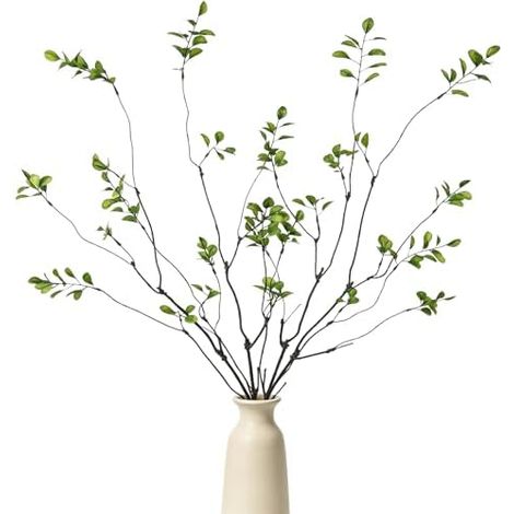 Lot de 4 branches de ficus artificielles vertes - Branches artificielles comme de véritables branches - 96 cm - Troncs flexibles - Décoration pour vase, branches d'olive, décoration de vase (1/5)