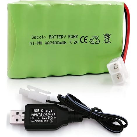 Batterie rechargeable Ni-MH AA 7,2 V 2400 mAh avec câble de charge (1/5)