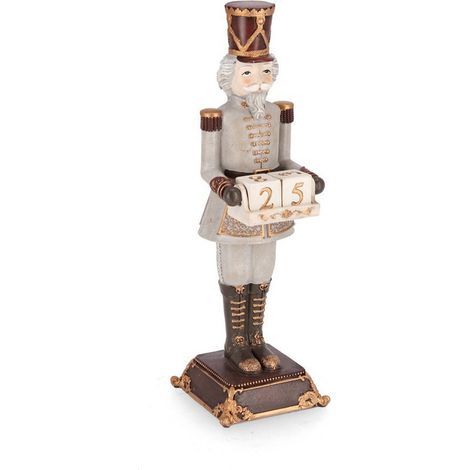 Statuetta decorativa avvento in poliresina Soldatino schiaccianoci "Edwyn" natalizio h 31,5 cm (1/2)