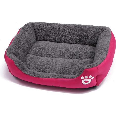 Panier pour chien,Taille S,43x32 cm,Carré,Rose rouge,Pour chiens de taille moyenne et petite taille et chat,Coussin moelleux et doux pour chat,Coussin pour chien,Bouledogue français (1/5)