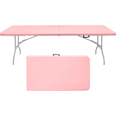 Mesa plegable portátil 244 cm rosa, alta resistencia, acero y plástico, 135 kg (1/5)