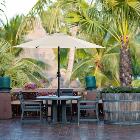 Parasol de jardin 2 m, Ombrelle, protection UPF 50+, mât et baleines en métal, inclinable, socle non inclus, pour jardin, balcon, terrasse, extérieur, piscine, plage, Beige GPU202M01 (1/5)