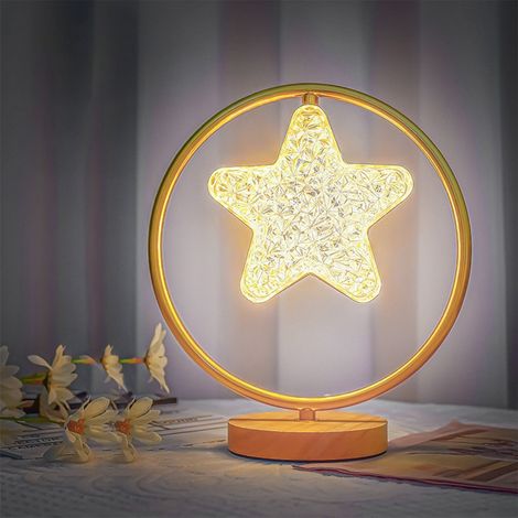 Lampe Décorative En Fer - Lampe De Table À LED Chaude - Alimentation USB - Télécommande Avec Réglage De Luminosité Et Minuterie - Or - 29x25x12 cm - 1 Pièce (1/5)