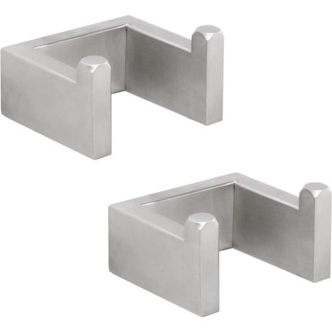 Handtuchhaken, Wandhaken aus Edelstahl, quadratisch, 7 x 6,1 x 4 cm (2 Stück, gebürstetes Silber) (1/5)