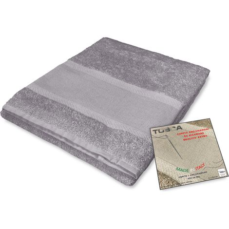 LOT DE 1 SERVIETTE de toilette + 1 SERVIETTE invité TOSCA en éponge et TOILE AÏDA à BRODER AU POINT DE CROIX Gris (1/4)