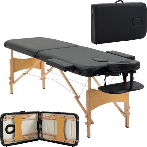 Table pliante 210x81cm, hauteur réglable 67-92cm, usage professionnel beauté/acupuncture/kinésithérapie, noir (1/5)