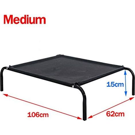 Medium Elevated Dog Cat Sleep Bed Portable Indoor Relaxing Sleeping Bed Outdoor Camping Basket Raised Cot Breathable Mesh Pet Cot Metal Frame, 106cm x 62cm x 15cm (1/5)
